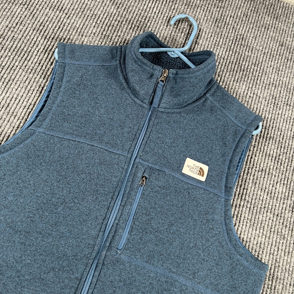 The North Face Sweatshirt Mens Large Blue Sleeveless Full Zip Mock Neck Fleece